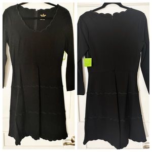 KATE SPADE Black Ponte Dress Sz 8 Medium LBD Long Sleeve Winter Holiday Party
